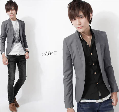 Elegant Slim Fit Korean Suit Jacket for Men
