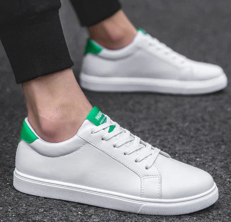 Men's Casual White Lace-Up Sneakers