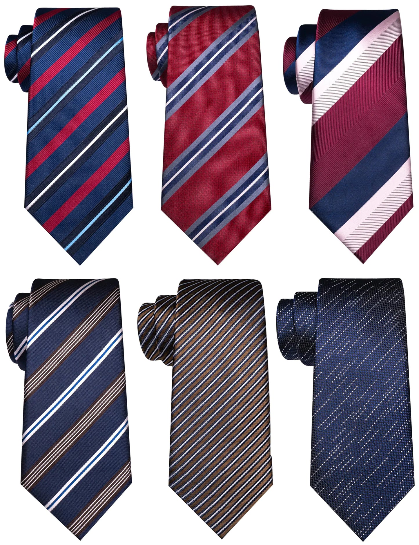 JEMYGINS 6-Piece Men's Striped Tie Set