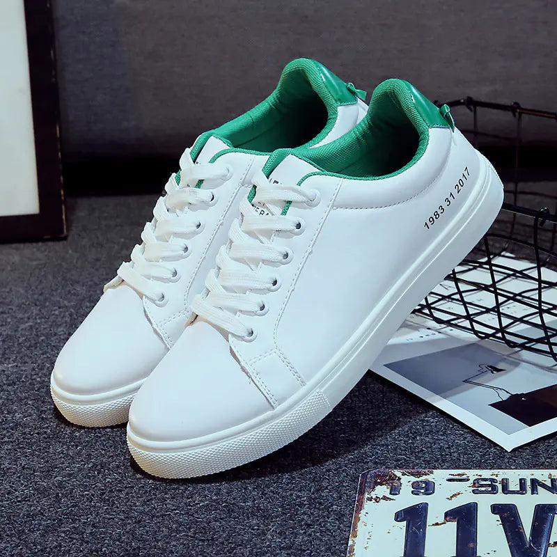 Men's Casual White Lace-Up Sneakers