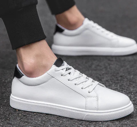 Men's Casual White Lace-Up Sneakers