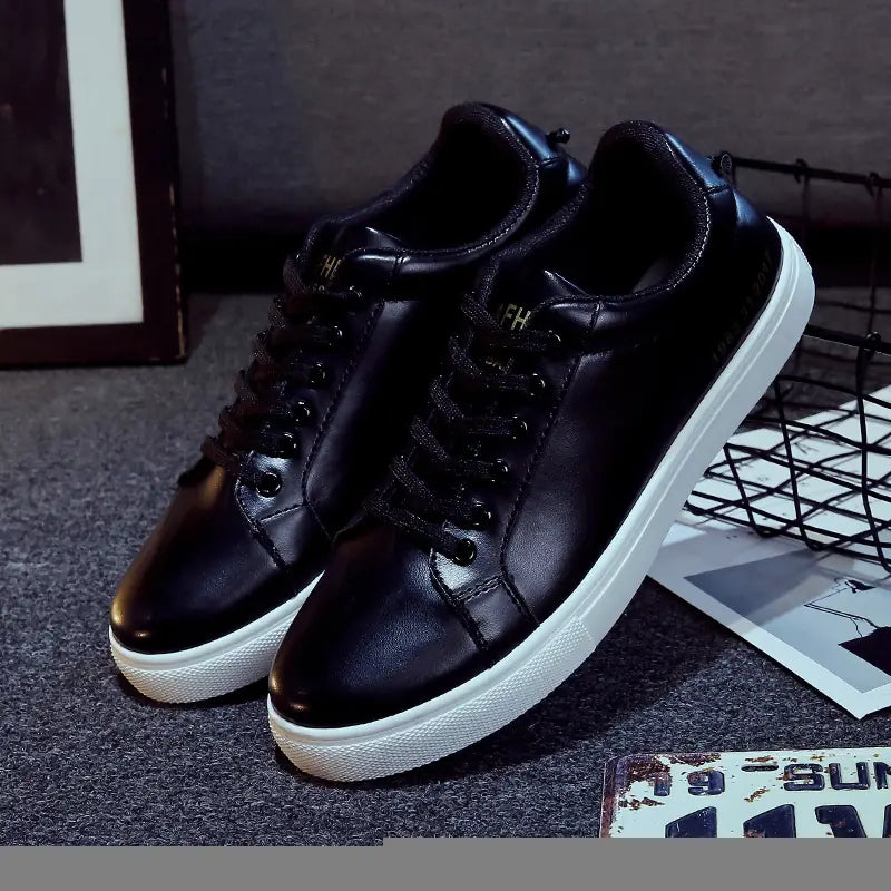 Men's Casual White Lace-Up Sneakers