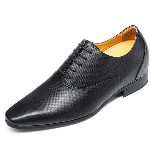 CHAMARIPA Elegant Men's Height Boosting Leather Oxfords - Black Formal Shoes +2.96 Inches