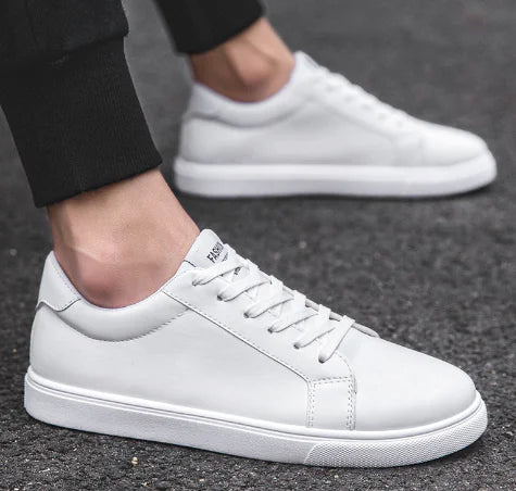 Men's Casual White Lace-Up Sneakers