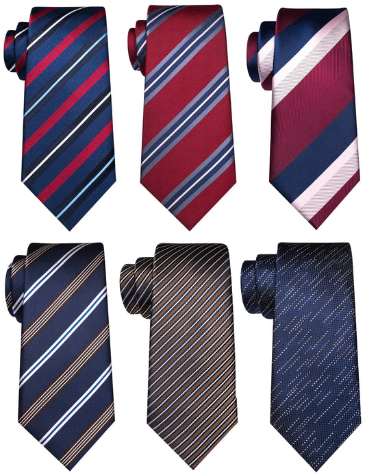 JEMYGINS 6-Piece Men's Striped Tie Set